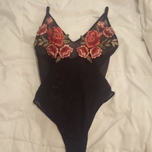 Mesh floral bodysuit